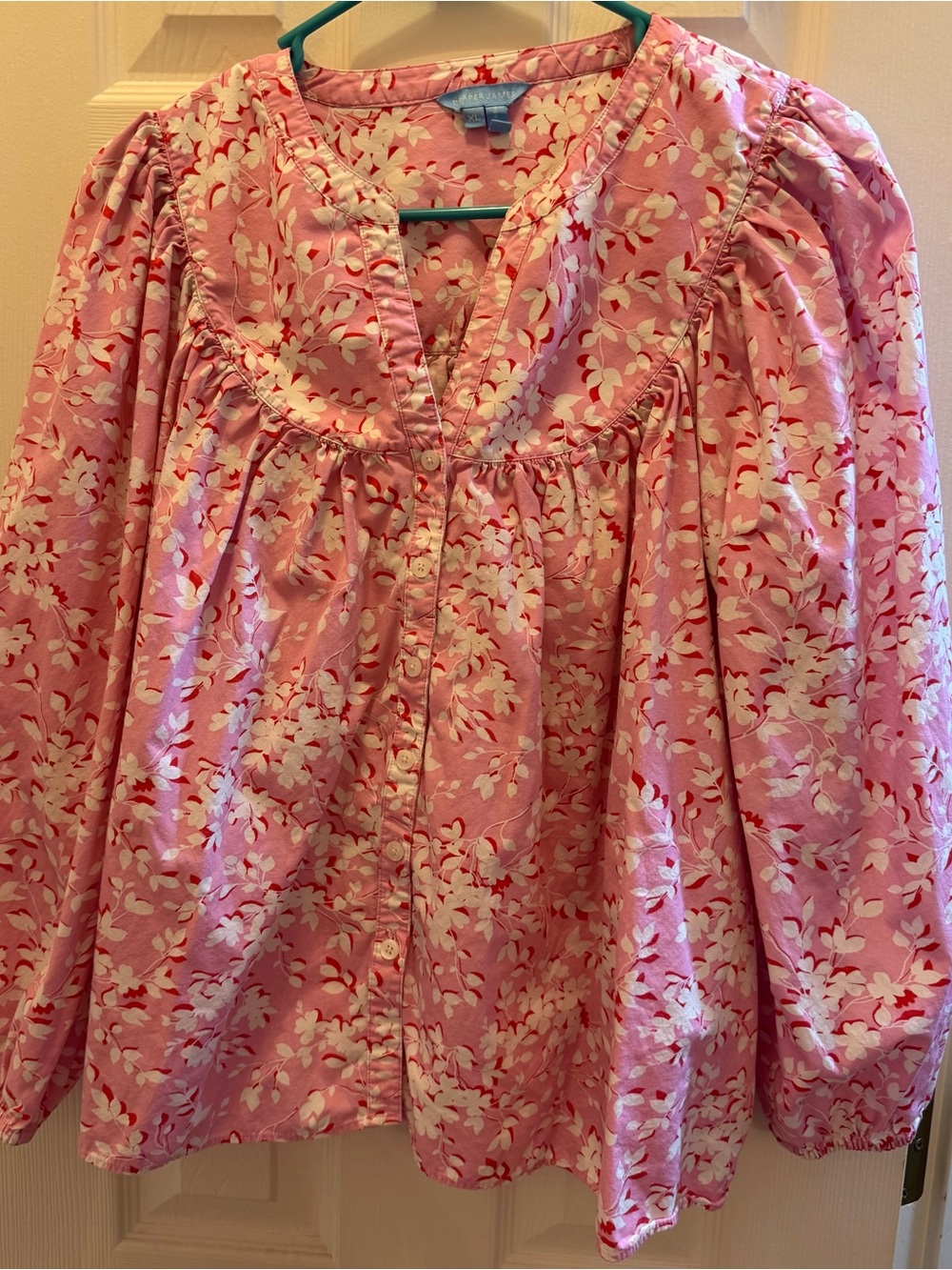 Draper James Pink Floral Button-Front Blouse